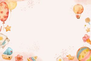 Kids' educational background with colorful balloons and toys for learning