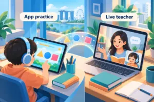 Isometric comparison of independent app practice and a live teacher